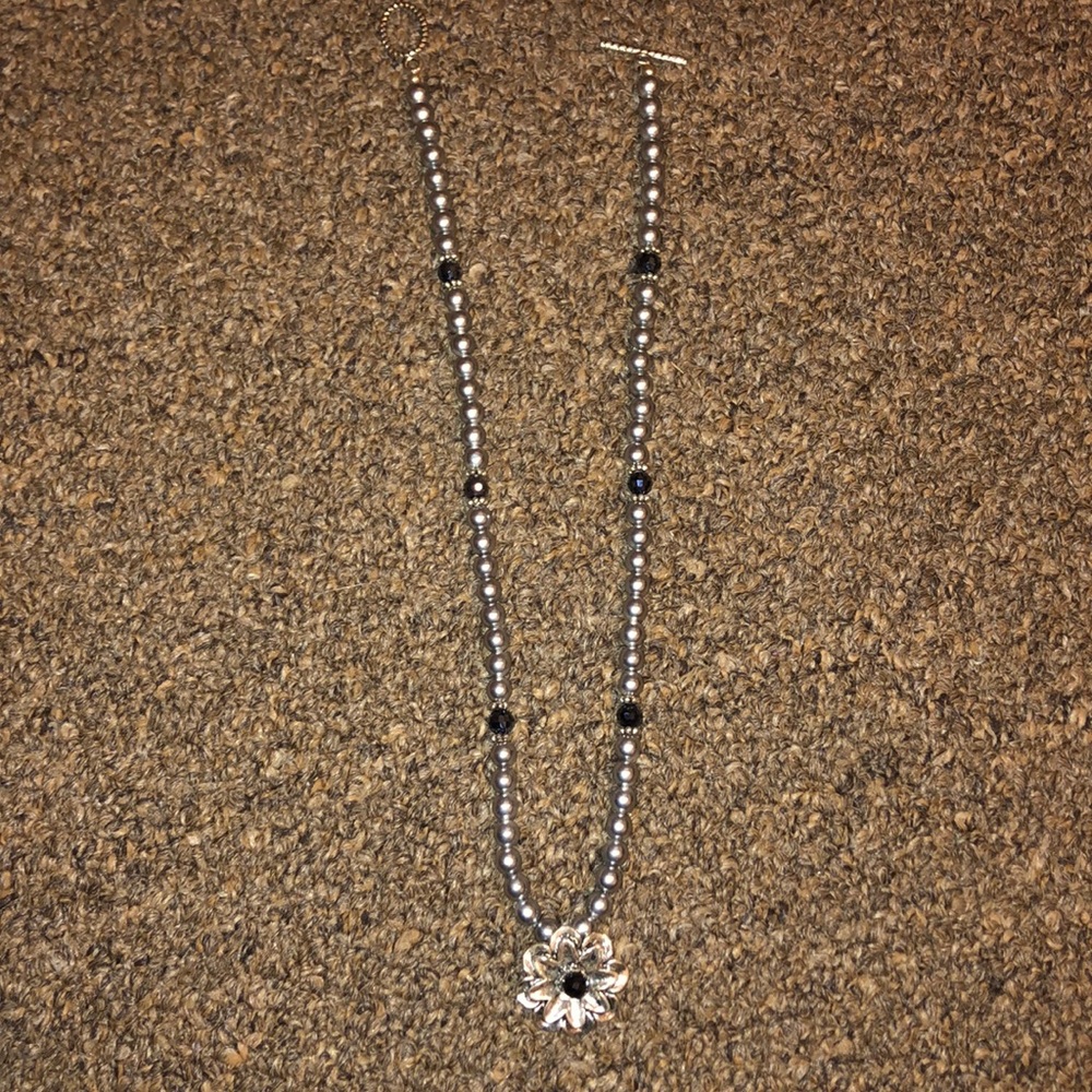 Gray bead necklace